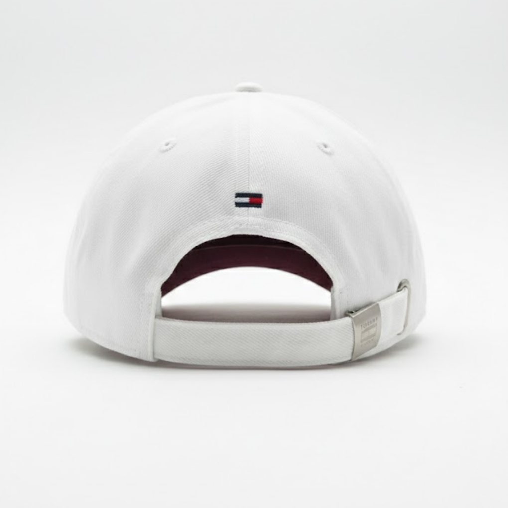 Tommy Hilfiger Established Baseball Cap –White Crown & Burgundy Brim
